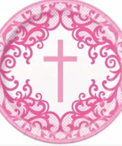 Pink Cross Religious Party Decorations, Communion, Christening & Baptism