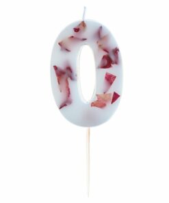 Pressed Petal Number 0 Birthday Cake Candle