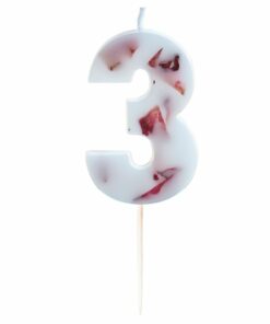 Pressed Petal Birthday Cake Candle - Number 3