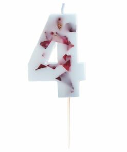 Pressed Petal Birthday Cake Candle - Number 4