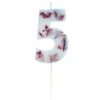 Pressed Petal Birthday Cake Candle - Number 5