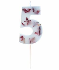 Pressed Petal Birthday Cake Candle - Number 5