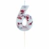 Pressed Petal Birthday Cake Candle - Number 6