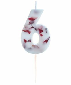 Pressed Petal Birthday Cake Candle - Number 6