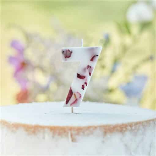 Pressed Petal Birthday Cake Candle - Number 7