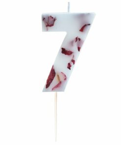 Pressed Petal Birthday Cake Candle - Number 7