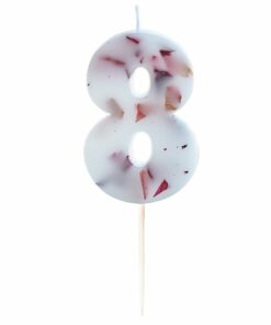 Pressed Petal Birthday Cake Candle - Number 8