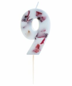 Pressed Petal Birthday Cake Candle - Number 9