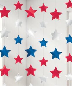 Red, Silver & Blue Star Hanging String Decoration