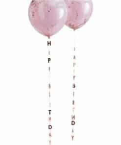 Rose Gold Happy Birthday Balloon Tails