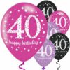Happy 40th Birthday Pink Mix Sparkling Celebration Balloons
