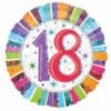 18th Birthday Colourful Striped Foil Balloon
