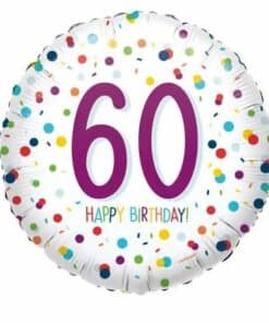 60th Birthday Rainbow Confetti Foil Balloon