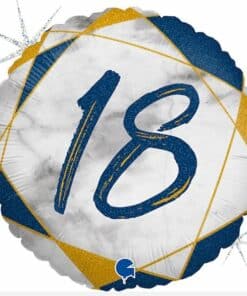 18th Birthday Blue & Gold Marble Balloon