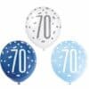 Blue & White 70th Glitz Latex Balloons