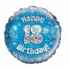 Happy 18th Birthday Blue Holographic Balloon