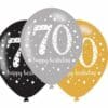 Happy 70th Birthday Gold Sparkling Celebration Latex Balloons