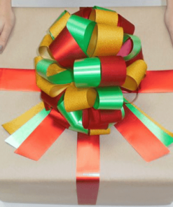 Metallic Red, Glitter Gold & Green Giant Car Bow