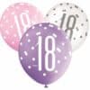 Pink, Purple, White Glitz 18th Birthday Latex Balloons