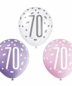 Pink & Lilac 70th Glitz Latex Balloons