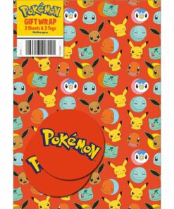 Pokemon Gift Wrap 2 Sheets & Tags
