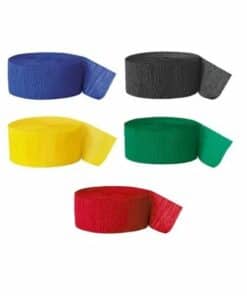 Red, Blue, Black, Yellow & Green Crepe Streamer Decoration Pack