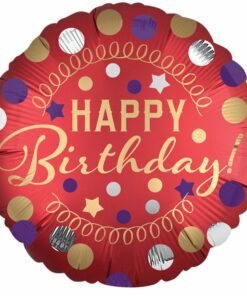 Red Satin Dots Happy Birthday Balloon