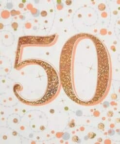 White & Rose Gold Sparkling Fizz 50th Paper Napkins