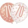 Rose Gold 70th Glitz Latex Balloons