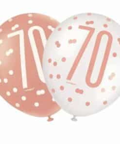 Rose Gold 70th Glitz Latex Balloons