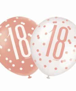 Rose Gold & White Glitz 18th Birthday Latex Balloons
