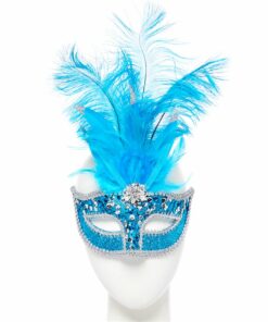 Alternative view of Turquoise Masquerade Mask with Sequins