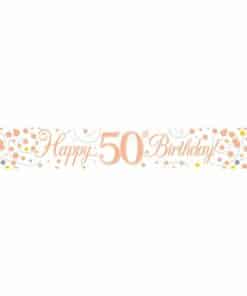 White & Rose Gold 'Happy 50th Birthday' Banner