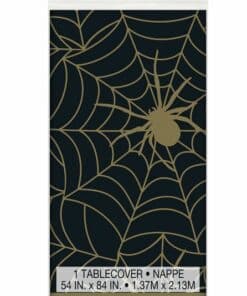 Black & Gold Spiderweb Plastic Tablecover
