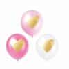 Pink & White Latex Balloons with Gold Heart Print