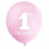 Pink 1st Birthday Latex Balloons