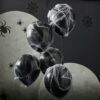 Halloween Black Latex Balloons with Spiderwebs