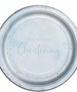On Your Christening Blue Paper Plates