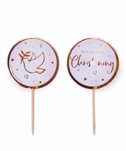 On Your Christening Pink Cupcake Toppers