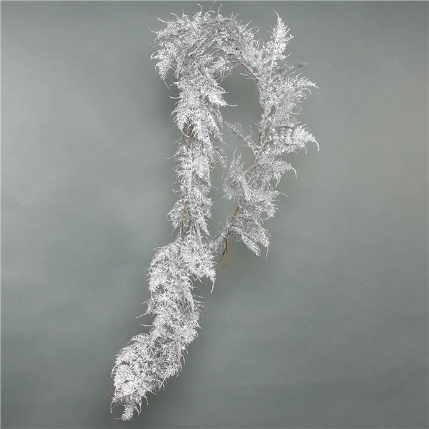 Silver Glitter Asparagus Fern Garland & Christmas Decorations