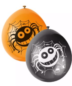 Halloween Black Latex Balloons with Spiders