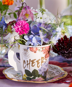 Tea Party Scrumptious Paper Cup & Saucer
