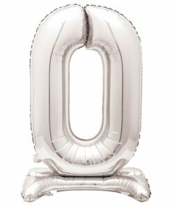 Silver Number 0 Shaped Stand Up Balloon