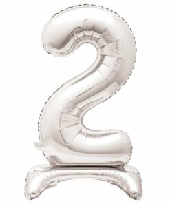 Silver Number 2 Shaped Stand Up Balloon