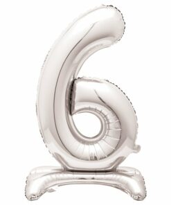 Silver Number 6 Shaped Stand Up Balloon