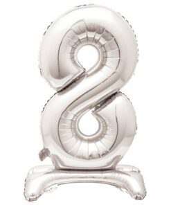 Silver Number 8 Shaped Stand Up Balloon