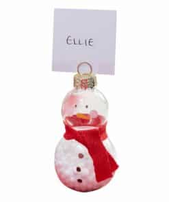 Snow Filled Glass Snowmen Place Card Holders