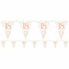 White & Rose Gold 18th Foil Bunting