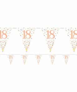 White & Rose Gold 18th Foil Bunting