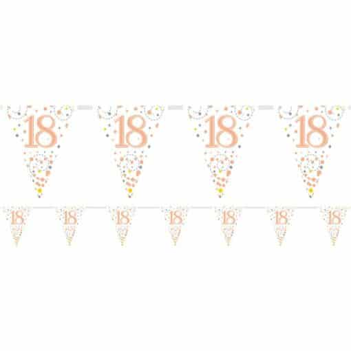 White & Rose Gold 18th Foil Bunting